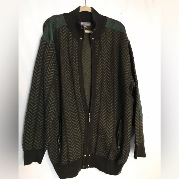 Vintage Silversilk Mens Green Textured Button Cardigan Sweater Size 3XL - Picture 1 of 9